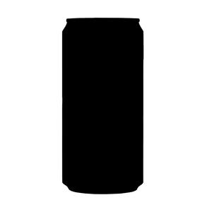 Silhouette einer Standard-Soda- oder Getränkedose mit einer Aufreißlasche an der Oberseite, von vorne gesehen vor einem weißen Hintergrund.